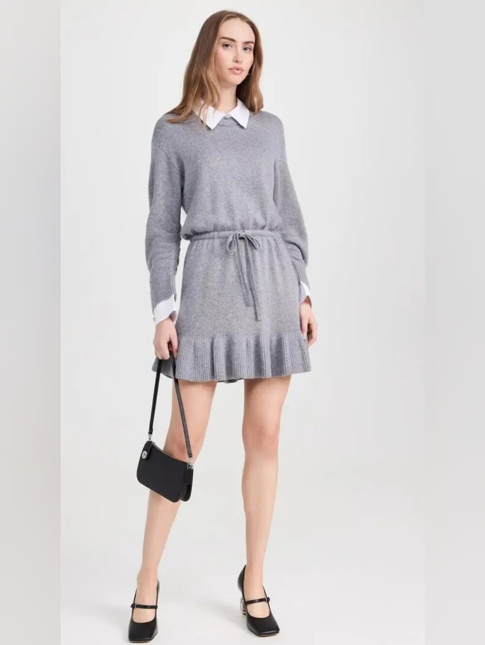 Cinq a Sept Kiana Layered Knit Dress in Heather Grey L